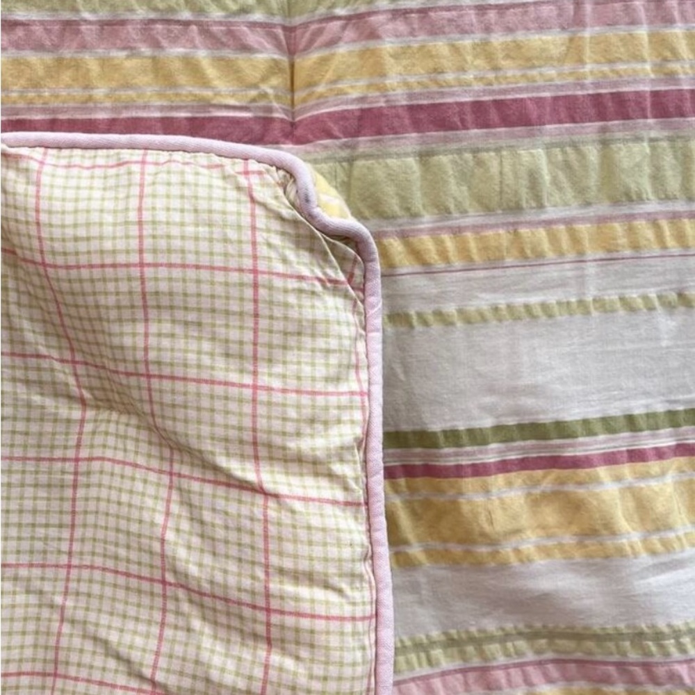 Croscill Pink and Yellow Comforter Set Soft Striped Design